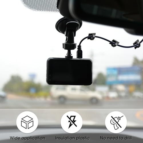 Eboot 100 Pieces Adhesive Cable Wire Clips Strong Cord Clips Wire Holders Cable Cord Management Straps Clamps Tie Holder for the Wall, Under Desk, Car, Office and Home