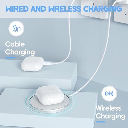 Wireless Charging Case for AirPods 4 Gen USB-C Port with Bluetooth Button，Charger Cases for Airpod 4rd gen Replacement, Support Blue-Tooth Pairing & Sync Button,White (Earbuds Not Included)