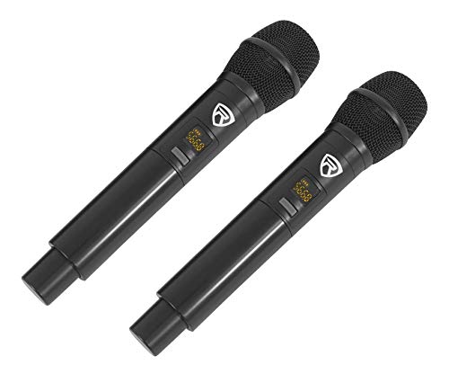 Rockville RKI60 Dual UHF Wireless Microphone Karaoke Interface and Mixer | 2 UHF Mics, 8 Frequencies, 200 Ft Range, Optical/Coax/Aux Inputs, 1/4" Mix Output, Echo Control, Cables Included - style: W/O Bluetooth