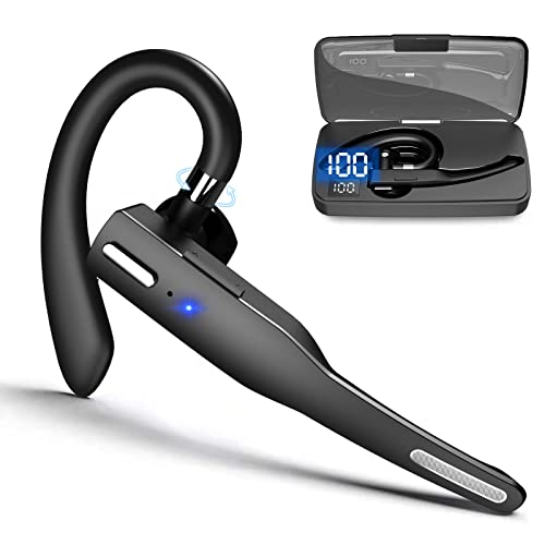 Business Wireless Headset with Mic for Work IPX7 Waterproof • 50H Battery (8H+Case) Bluetooth 5.3 Earpiece • PC-Ready for Driving & Office - size: T525