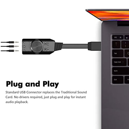 Sound Card, GS3 USB 2.0 External Sound Card Virtual 7.1 Channel Sound Card Adapter Plug and Play with Headphone Microphone Jacks Control Mute Mic Games Sound Effect Upgrade Version for Desktop