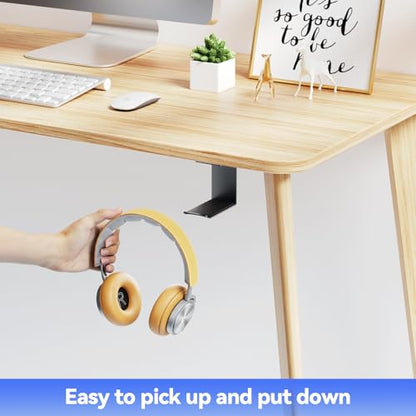 2Pack Heavy Duty Under Desk Headphone Stand, No Drill Mount with strong Adhesive Holder for AirPods Max, Sony, Bose & Gaming Headphones, Home Office Studio Dorm Organizer (H02F-2P-black)