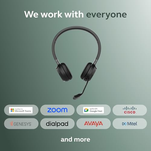 Jabra Evolve 65 TE (Third Edition) Wireless Headphones w/Charging Stand - Noise-Canceling Mic, 16 hr Battery Life, Connectivity, MS Teams Certified, Supports Other Platforms, Black - style: Dual-Ear, Charging Stand