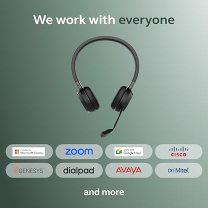 Jabra Evolve 65 TE (Third Edition) Wireless Headphones w/Charging Stand - Noise-Canceling Mic, 16 hr Battery Life, Connectivity, MS Teams Certified, Supports Other Platforms, Black - style: Dual-Ear, Charging Stand