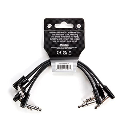 Jim Dunlop (3PDCISTR06), 1/4-Inch Right Angle MXR Ribbon TRS Patch Cable 6 in|15 cm-3 Pack (3PDCISTR06R) - size: 6 inches