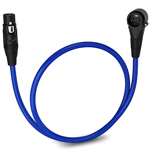 LyxPro 1.5 ft XLR Mic Cable, Right-Angle Male to Female, Blue - color: Blue, size: 1.5 Feet Angled Male