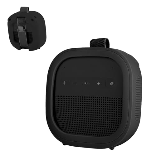 for Bose SoundLink Micro Portable Speaker (2nd Gen) Case-Skin-Friendly Wristband Strap, Full-Body Protective Cover, Waterproof & Scratch Resistant, Shockproof Protective Sleeve (Black)