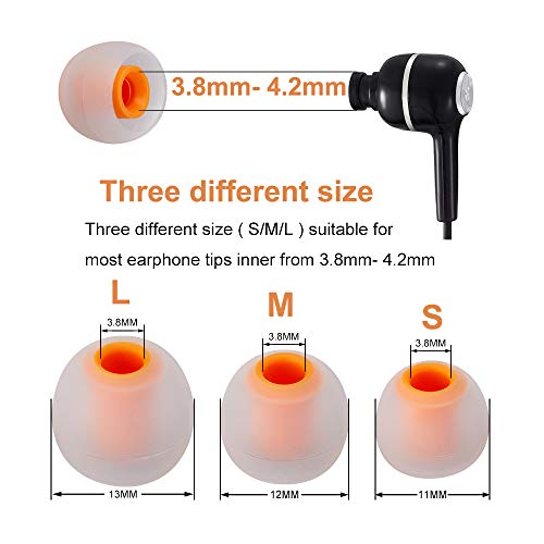 Earbud Tips Soft Silicone Earbuds Replacement Tips Fit for in-Ear Headphones(Inner Hole from 3.8mm -4.2mm Earphones) 9 Pairs S/M/L