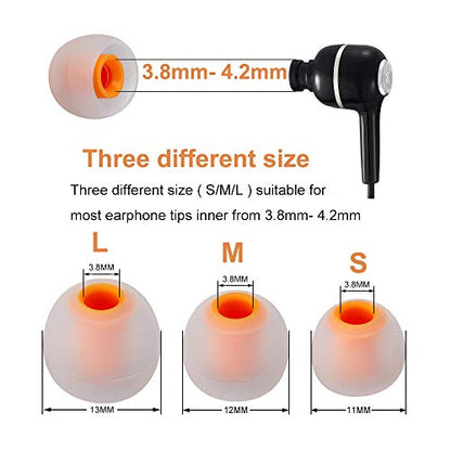 Earbud Tips Soft Silicone Earbuds Replacement Tips Fit for in-Ear Headphones(Inner Hole from 3.8mm -4.2mm Earphones) 9 Pairs S/M/L