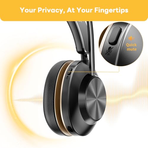 Bluetooth Headset, Wireless Headset with Mic for Work, Bluetooth 5.3, Wireless Headphones with AI Noise Cancelling Microphone (Clear Calls & Mic Mute), USB Dongle, for Computer/PC/Laptop/Zoom - color: Black