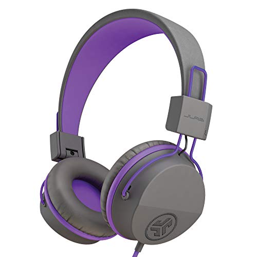 JLab JBuddies Studio Kids Wired on-Ear Headphones with mic, Volume Limiter, Folding, Graphite/Purple - color: Graphite / Purple, size: Headphones