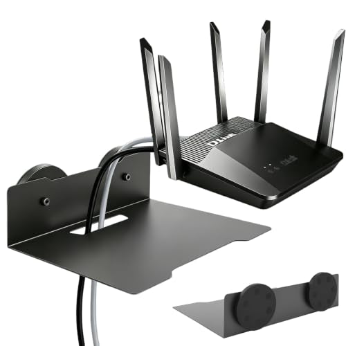 Magnetic Floating Metal Mount Shelf with Cable Management for WiFi Router, Projector,TV Cable Box,Router,Speaker,Sound Bar,Camera,Gaming,Decor Display, Security Camera