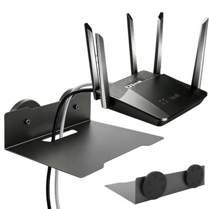 Magnetic Floating Metal Mount Shelf with Cable Management for WiFi Router, Projector,TV Cable Box,Router,Speaker,Sound Bar,Camera,Gaming,Decor Display, Security Camera