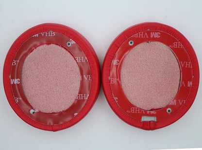 Headphone Replacement Ear Pad Cover Compatible with Beats by Dre Solo3 Solo2 Wired Wireless Headphones Protein Leather Memory Foam Headphone Cushion Ear Muffs-red - color: red