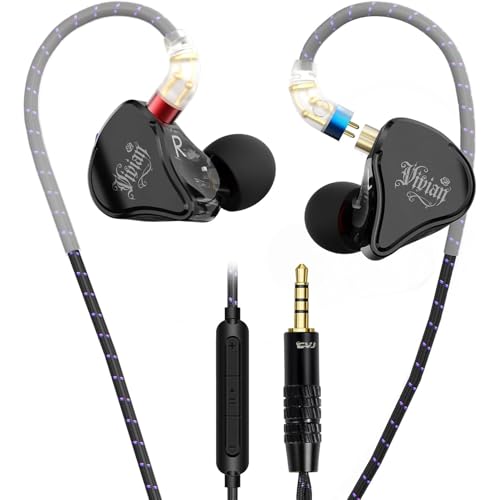 CVJ Vivian IEM Wired Gaming Earbuds, Deep Bass in Ear Monitor with Mic - color: Vivian Printed Pattern, style: with Mic