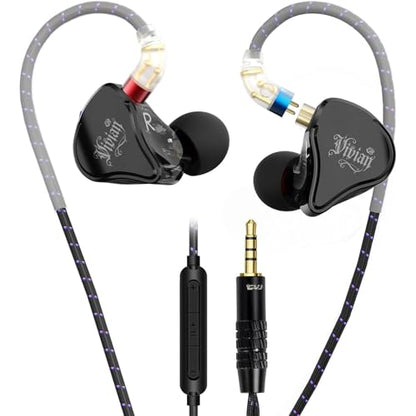 CVJ Vivian IEM Wired Gaming Earbuds, Deep Bass in Ear Monitor with Mic - color: Vivian Printed Pattern, style: with Mic