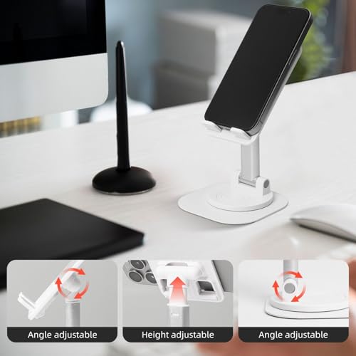 Giraffe wearing headphones Phone Stand for Desk Angle Height Adjustable Folding Cell Phone Holder Foldable Aesthetic Desktop Phone Stand Portable Cellphone Stand for All Phone Stand Smartphones - color: White
