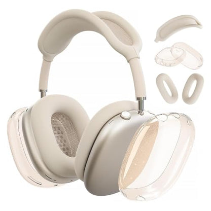 MOLOPPO 3 in 1 Case Cover Compatible with AirPods Max 2/1, Starlight Glitte | Anti-scratch Clear Soft TPU Ear Cups /Silicone Ear Pad Case /Headband Cover for AirPods Max, Transparent Accessories for Max - color: B1-Starlight Glitter
