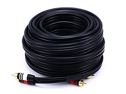 Monoprice 105349 75-Feet 22AWG Premium 2 RCA Plug to2 RCA Plug Cable - Black - size: 75ft