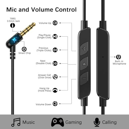 Open Ear Headphone 3.5mm Earbuds for Chormebook Laptop Computer,Over On Ear | Buds for Samsung A15 for Moto G Stylus,3.5 Jack Desktop PC Headset with Mic Adjustable Hook,Travel Airplane Wired Earphones