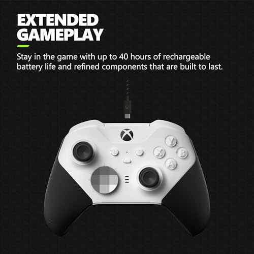 Xbox Wireless Gaming Controller | Elite Series 2 Core | White | Console, PC, and Android | Adjustable Thumbsticks | Trigger Locks - color: White