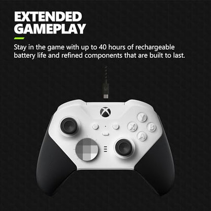 Xbox Wireless Gaming Controller | Elite Series 2 Core | White | Console, PC, and Android | Adjustable Thumbsticks | Trigger Locks - color: White