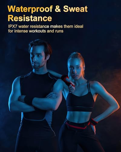 Wireless Earbuds, Bluetooth 5.4 Headphones Sport Over Ear Buds with ENC Mic | Noise Cancelling Mic,48H, Wireless Earphone with Earhooks, Stereo Deep Bass, IP7 Waterproof Ear Bud for Workout Running, Blue - color: Blue