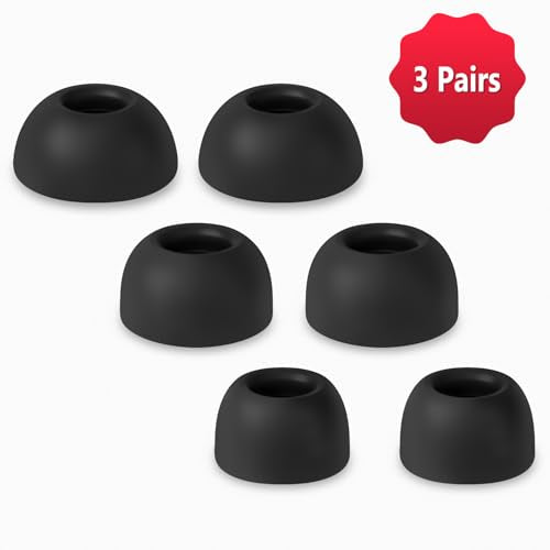 Geiomoo Silicone Ear Tips for Beats Powerbeats Fit 2025 Eartips, Replacement Earbuds Earpads (Black, L/M/S)
