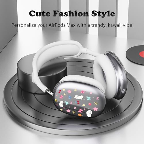 for AirPods Max Headphones Kitten Bow Ear Covers for AirPods Max 2 | Cute Clear Ear Cups Cover | White Silicone Ear Pad Case Headband Cover for Apple AirPods Max 2/1 (2026/2024/2020) - color: Kitten Bow B/White
