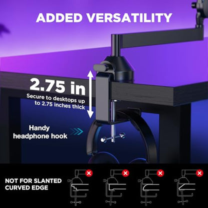 InnoGear Mic Arm Low Profile Microphone Boom Arm Mic Stand 360° Flex, Black | Vibration Resistant, 3.3 lbs Weight Capacity, Extendable up to 25.6", Multiple Adapters, for Desk Thickness Within 2.75" - color: Black, style: Low-profile A
