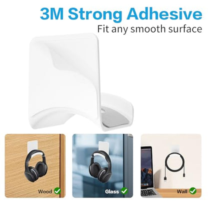 YAODHAOD Headset Hanger Holder Wall Mount, Sticky Headset Stand Holder Clip Under Desk for All Headphone/Controller (White,Wall-Mounted) - color: White, size: Wall-Mounted
