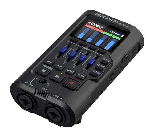 Zoom R4 Multi-Track Recorder for Musicians with 2 XLR/TRS Combo Inputs, 32-Bit Float, Stereo Bouncing Built-In Microphone, Effects, Rhythms, Battery Powered, USB Audio Interface | 32-Bit Float, Stereo Bouncing Built In Microphone, Effects, Rhythms, Batter