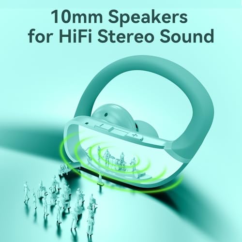 bmani Ear Buds Wireless Earbuds Bluetooth Headphones with 80H Playtime LED Display Case, Over-Ear Hook with Mic, Stereo Sound, Easy Button Controls, Sports Earphones for Running Workout Gym Mint Green - color: Mint Green, style: Standard