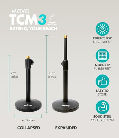 Movo Podcast Equipment Bundle for 2 with USB Audio Interface and 2 CastMic Dynamic Podcast Microphone Bundle with Mic Stands for Podcasting, Streaming, and Musicians - Podcast Kit for Computers - style: with Desk Stands