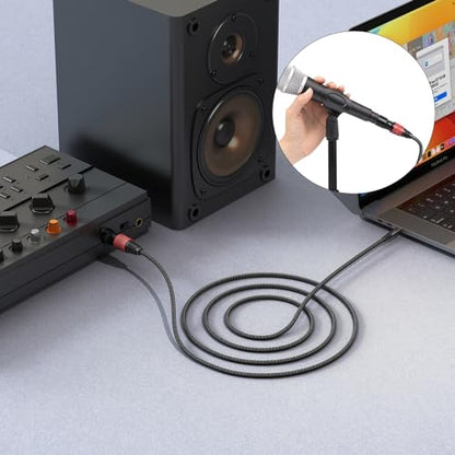 XLR to 3.5mm 케이블 4.6m(15피트) 2팩, 균형 잡힌 0.3cm(1/8인치) TRS to XLR 케이블 금 도금 3핀 나일론 브레이드, 휴대폰, 노트북, 스피커, 믹서용 - size: 15ft 2pack