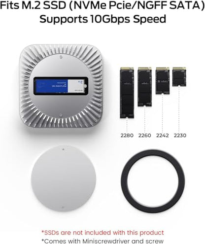 GIISSMO Mac mini M4 Dock with 4K@60 HDMI, 8TB M.2 NVMe SSD Enclosure, Mac mini Hub & Stand for Mac mini M4 and M4 Pro 2024 (10G USB A/C, 5G USB A*2, USB-C Charge, SD/TF, Audio) - color: White