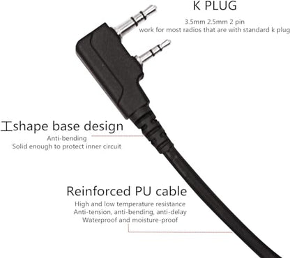 WODASEN Military U94 PTT Adapter Tactical Headset Push to Talk Connector 7.0mm TP-120 to 2 Pin Walkie Talkie for Baofeng UV-5R UV-82 UV-82hp BF-888s AR-152 Archsell AR-5 Kenwood Radio NATO-US Wiring