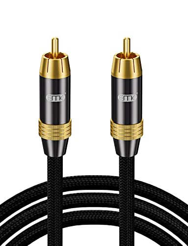 EMK Digital Coaxial Cable OFC Core HiFi SPDIF Coax Audio Cable 75-Ohm RCA Male to Male for Subwoofer, TV, Apm-Black (33ft/10m) - size: 33ft/10m