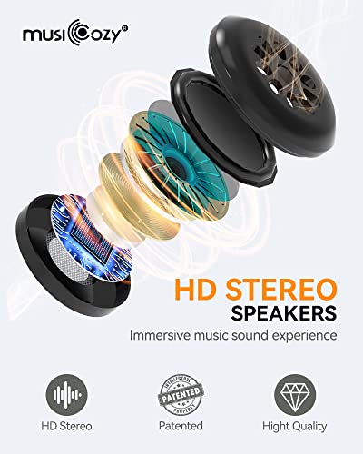 MUSICOZY 3D Sleep Headphones Bluetooth 5.4 Sleep Mask with HD Speakers | Soft Velvet Cotton Fabric, Blackout Design, Side Sleeper Comfort, Washable Style, 14 Hours Playtime, Travel Meditation Gifts - color: Deep Black