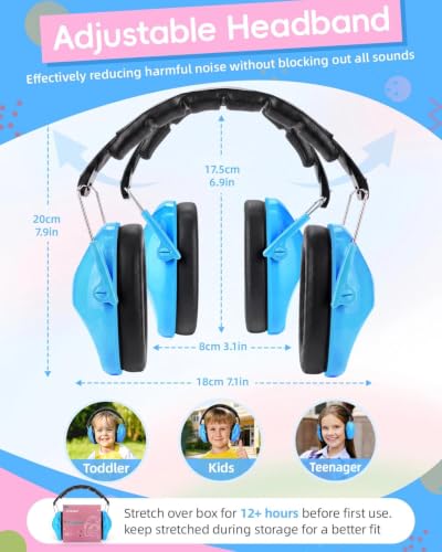 ZOHAN Kids Noise Cancelling Headphones - 25dB NRR Kids Ear Protection 3 Pack, Hearing Protection Safety Ear Muffs for School Monster Truck Fireworks Travel Studying Concerts Events - color: Blue+green+hot Pink