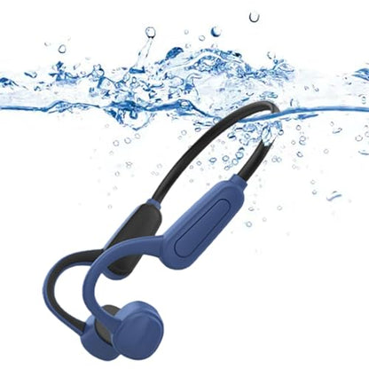 Bone Conduction Headphones,with Built-in Mic swimming bone conduction headphones,Waterproof Lightweight For bluetooth earphones Stable to wear MP3 IPX8for Running,Cycling,Hiking,Driving,Gym (blue) - color: Blue