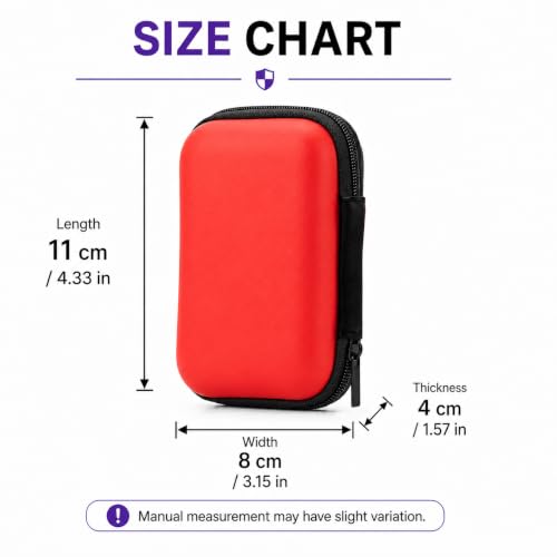 Headphone Case Hard Edge Zipper Bag Compact Portable Headset Storage Bag for Wireless,Headphones Earbuds Cables Charging Cable Travel Waterproof Commuting Home - color: Red