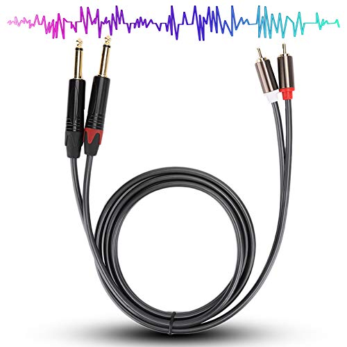 ZJchao to 1/4 Adapter, 1.5M Audio Interconnect Cord 6.35Mm Stereo to C A Phono Insert Cable Audio Wire Cords with Gold Plated Plugs for Phono Microphone Mic Mixer Amplifier