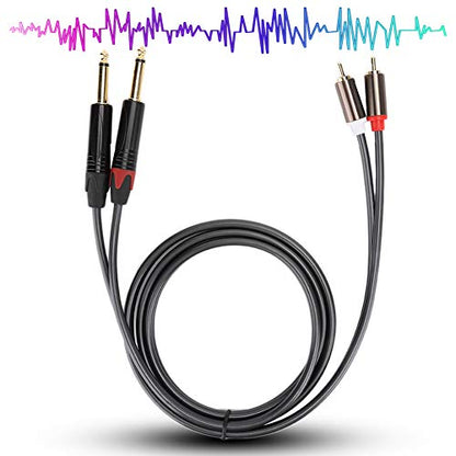 ZJchao to 1/4 Adapter, 1.5M Audio Interconnect Cord 6.35Mm Stereo to C A Phono Insert Cable Audio Wire Cords with Gold Plated Plugs for Phono Microphone Mic Mixer Amplifier