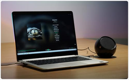 [Single] Computer Speaker for Desktop PC, USB-Powered, Plug-n-Play, Wired, External Speaker for Laptop, with Crystal-Clear Sound, Loud Volume, Rich Bass, Built-in USB-C Adapter for Full Compatibility