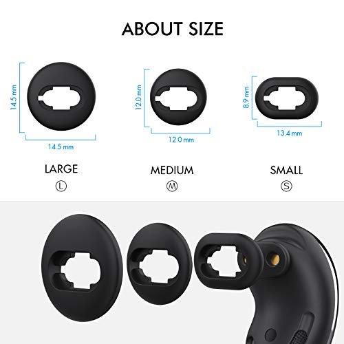 AhaStyle Galaxy Buds Live Ear Tips 6 Pairs Silicone Earbuds - color: Black for Galaxy Buds Live