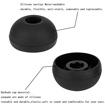 4 Pairs Silicone Earbud Tips Replacement Eartips Earbuds Cap Eartips Tips Compatible with Powerbeats 1/2/3 Wireless Beats by Dre Headphones (Black) - color: Black