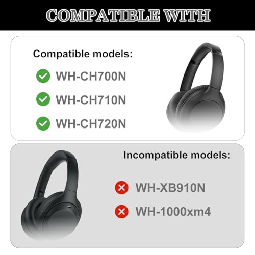 Aiivioll WH-CH710N Ear Pads Compatible with Sony WH-CH700N, WH-CH710N, WH-CH720N, ZX770BN Headphones Earpads with Ice Silk Cloth Ice Feel Gel and Memory Foam Ear Cushions (Black Pink/Print) - color: Black Pink/Print