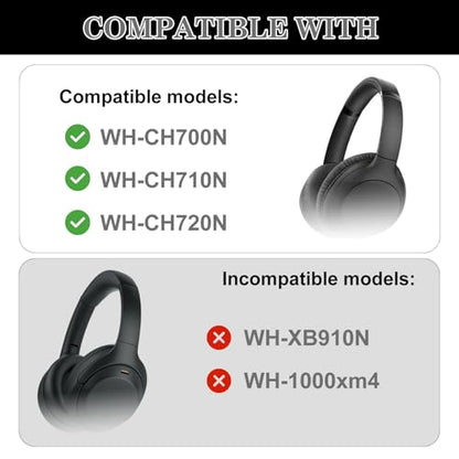 Aiivioll Ear Pads for Sony WH-CH700N/WH-CH710N/WH-CH720N/ZX770BN Headphones, Replacement Earpads with Ice Silk Cloth and Memory Foam, Ice Feel Gel Ear Cushions (Black Purple/Print) - color: Black Purple/Print