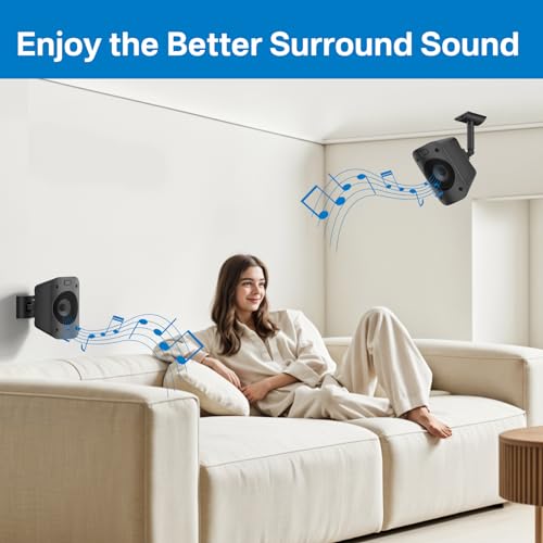 notiela Speaker Mounts for Logitech Z906 Speakers Wall Mount Tilt & Swivel Adjustable Ceiling Mount for Logetich Z906 Satellite Speaker Mounting Bracket, Single - size: one pack